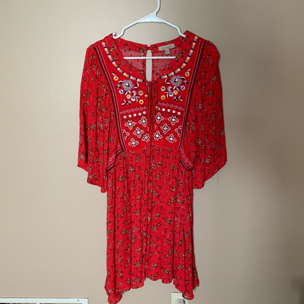 Red boho dress NWOT
